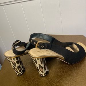 Kate Spade black heels with leopard print block heel 8.5